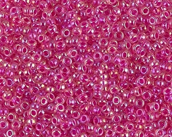 11-355 Hot Pink Lined Crystal AB - 11/0 Miyuki Round Seed Beads