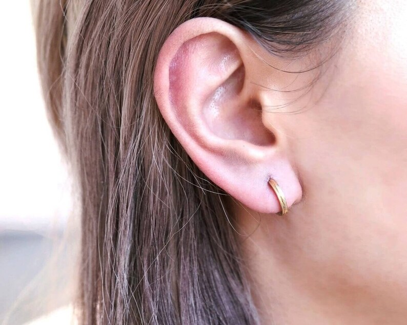 Gold Hoop Earrings Second Hole Earrings Dainty Hoops Etsy