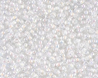 11-284 White Lined Crystal AB - 11/0 Miyuki Round Seed Beads