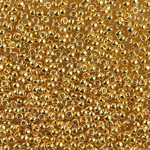 11-191 24kt Gold Plated 11/0 Miyuki Round Seed Beads image 1