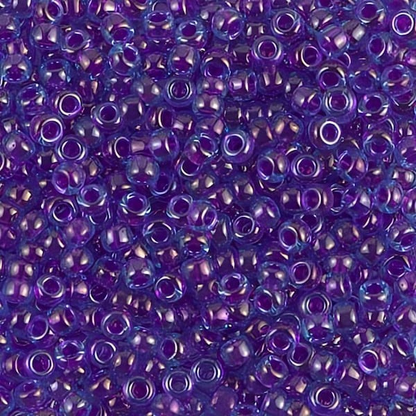 8-352 Fuchsia Lined Aqua Luster - 8/0 Miyuki Round Seed Beads