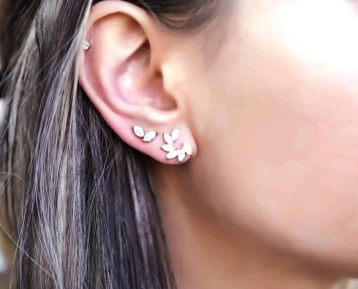 Gold Studs Diamond Stud Earrings Rose Gold Stud Earrings Etsy