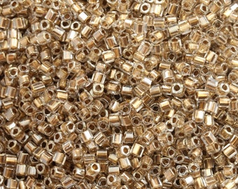 TC-01-989 Gold-Lined Crystal - TOHO 1.5mm Cube Beads