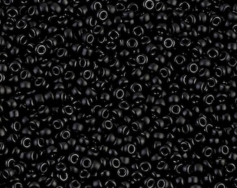 11-401SF Semi-Frosted Black - 11/0 Miyuki Round Seed Beads