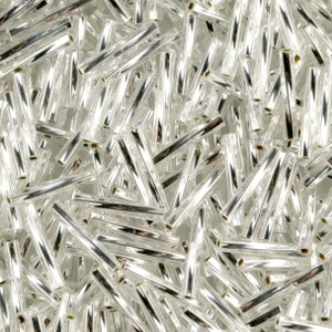 TW2012-1 Silver-Lined Crystal - Miyuki 2 x 12mm Twisted Bugle Beads