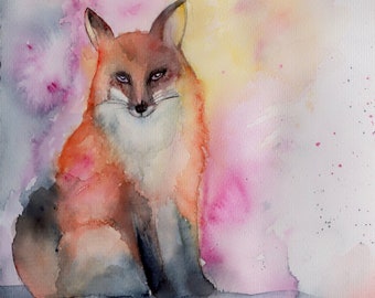 Fox Watercolor Painting Print