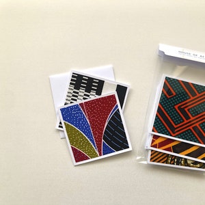 Cartes Africaines Imprimées | Cartes de correspondance Ankara | Cartes ethniques | Remplisseur de bas | Carte Kwanzaa | Carte pour notes | Bloc-notes | Fait main par House of Afritude