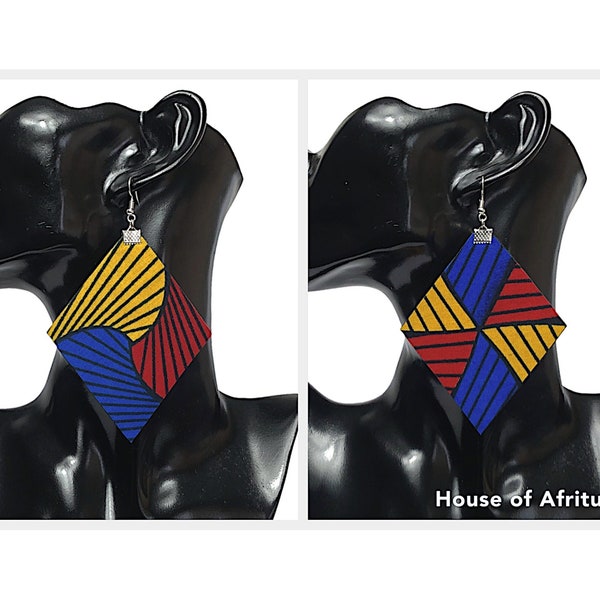 Boucles d'oreilles à imprimé africain | Boucles d'oreilles Ankara | Boucles d'oreilles en tissu | Boucles d'oreilles tendance | Bijoux afrocentriques | Fait main par House of Afritude