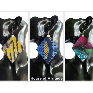 African Print Earrings | Ankara Earrings | Fabric Earrings | Statement Earrings | Afrocentric Jewellery | Handmade by House of Afritude