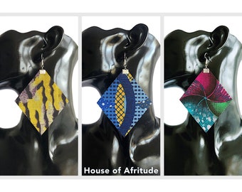 African Print Earrings | Ankara Earrings | Fabric Earrings | Statement Earrings | Afrocentric Jewellery | Handmade by House of Afritude