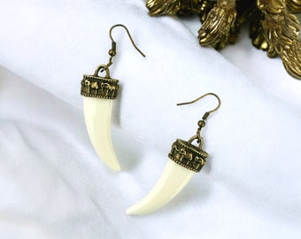 Shuri Earrings, Tusk Earrings, Wakanda Earrings, Ivory Earrings, Tooth Earrings, Bone Earrings, Statement Earrings, | House of Afritude