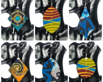African Print Fabric Earrings, Ankara Earrings, Handmade Earrings, Statement Earrings, Fabric Jewellery, African Print Earrings, | Afritude