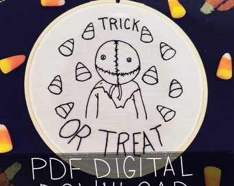 PDF DIGITAL DOWNLOAD Trick or treat embroidery pattern