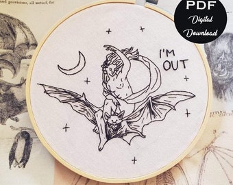 PDF Digital Download I'm Out  Embroidery Pattern