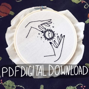 PDF DIGITAL DOWNLOAD The Moon Embroidery Pattern