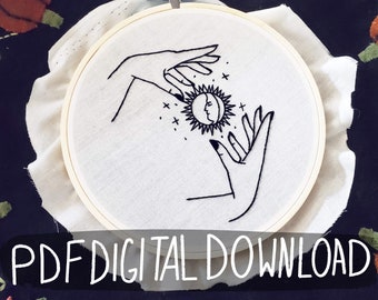 PDF DIGITAL DOWNLOAD The Moon Embroidery Pattern