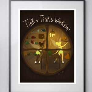 Tinker Bell Art, Peter Pan and Wendy, Disney Art, Trendy Decor, Girly Wall Art, Original Design, Art Print
