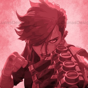 Vi, Arcane, Vi  Hextech Gauntlet, Gamer Art, League of Legends, Gamer Gift, Monochromatic Portrait, Art Print