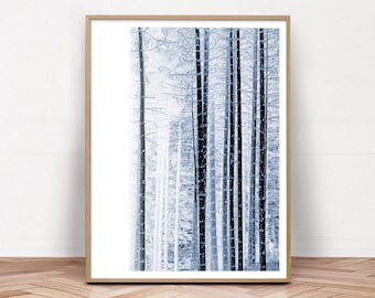 Forest Print Indigo blue,Minimaist forest art,Navy blue Abstract Forest Poster,Deep blue Modern Art,Printable Art,Nordic Wall Art,Winter