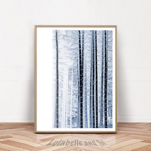 Forest Print Indigo blue,Minimaist forest art,Navy blue Abstract Forest Poster,Deep blue Modern Art,Printable Art,Nordic Wall Art,Winter