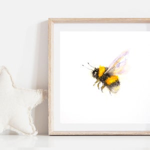 Bumblebee print,nursery wall art,printable nursery wall art,digital download, animal watercolour,printable insect art,cheerful,colour,bee