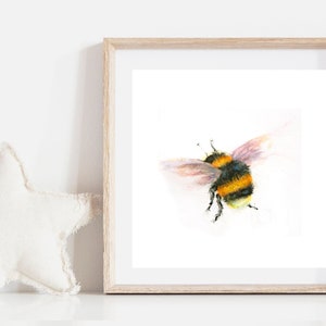 Bumblebee print,nursery wall art,printable nursery wall art,digital download, animal watercolour,printable insect art,cheerful,colour,bee