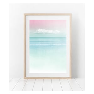 Strandwelle bedruckbar, Ocean minimalistische Wall Art, Sun Sea Sand Ocean, türkisblauer, herunterladbarer Meeresabdruck, Tropical, Girl Boy Room Decor
