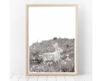 Bunny print,Woodland Animals Printable,Nursery Wall Art,Bunny Printable,Black and White,Rabbit instant download,Girls room, Home decor,Photo