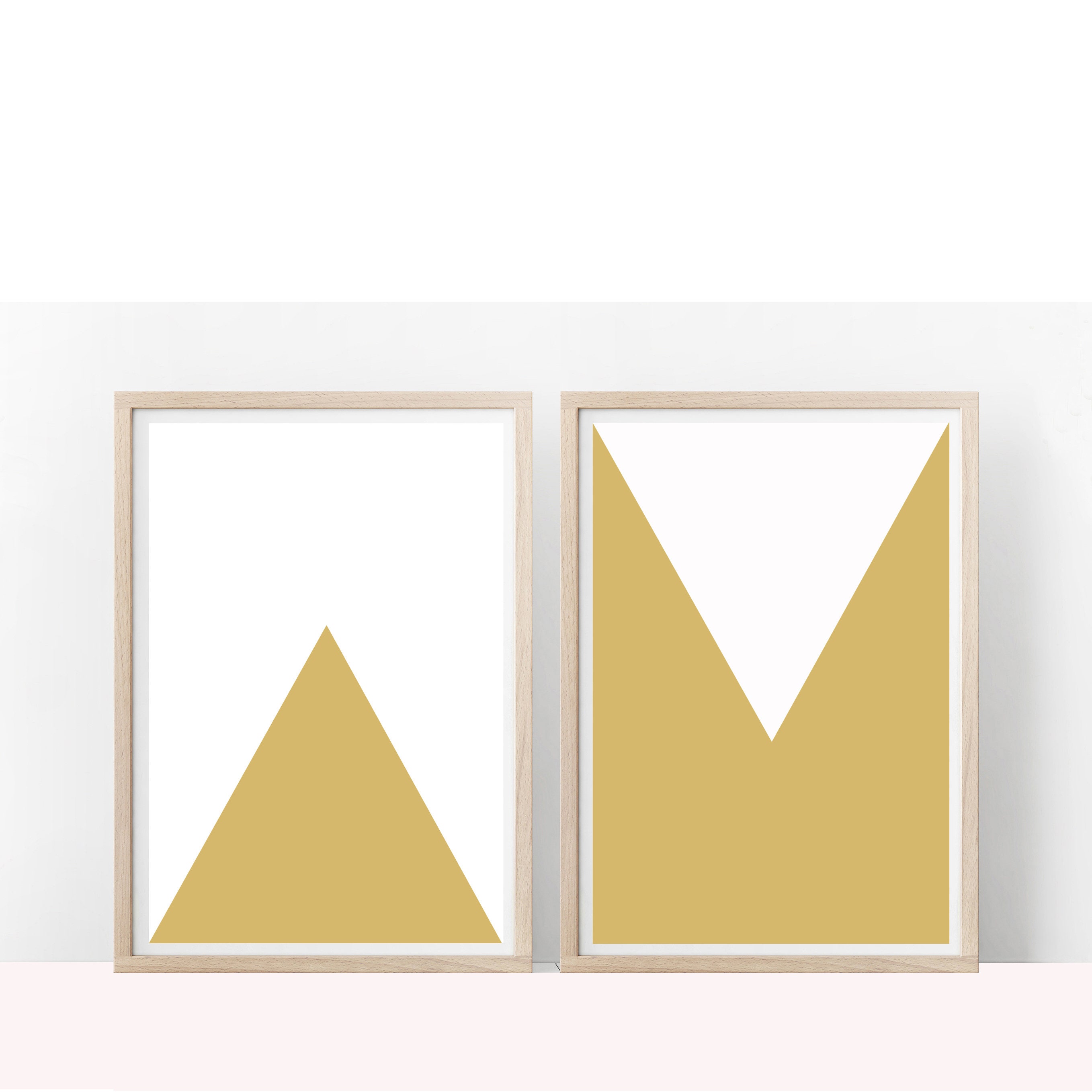 Mid Century Mustard Yellow Abstract Printable Wall Art,set of Two ...