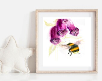 Bee Art,Bumblebee Art Print,Bee Art Print,Kinderzimmer Art,printable Kinderzimmer Wandkunst,digitaler download,printable Bee Art,fröhlich,Farbe,Biene