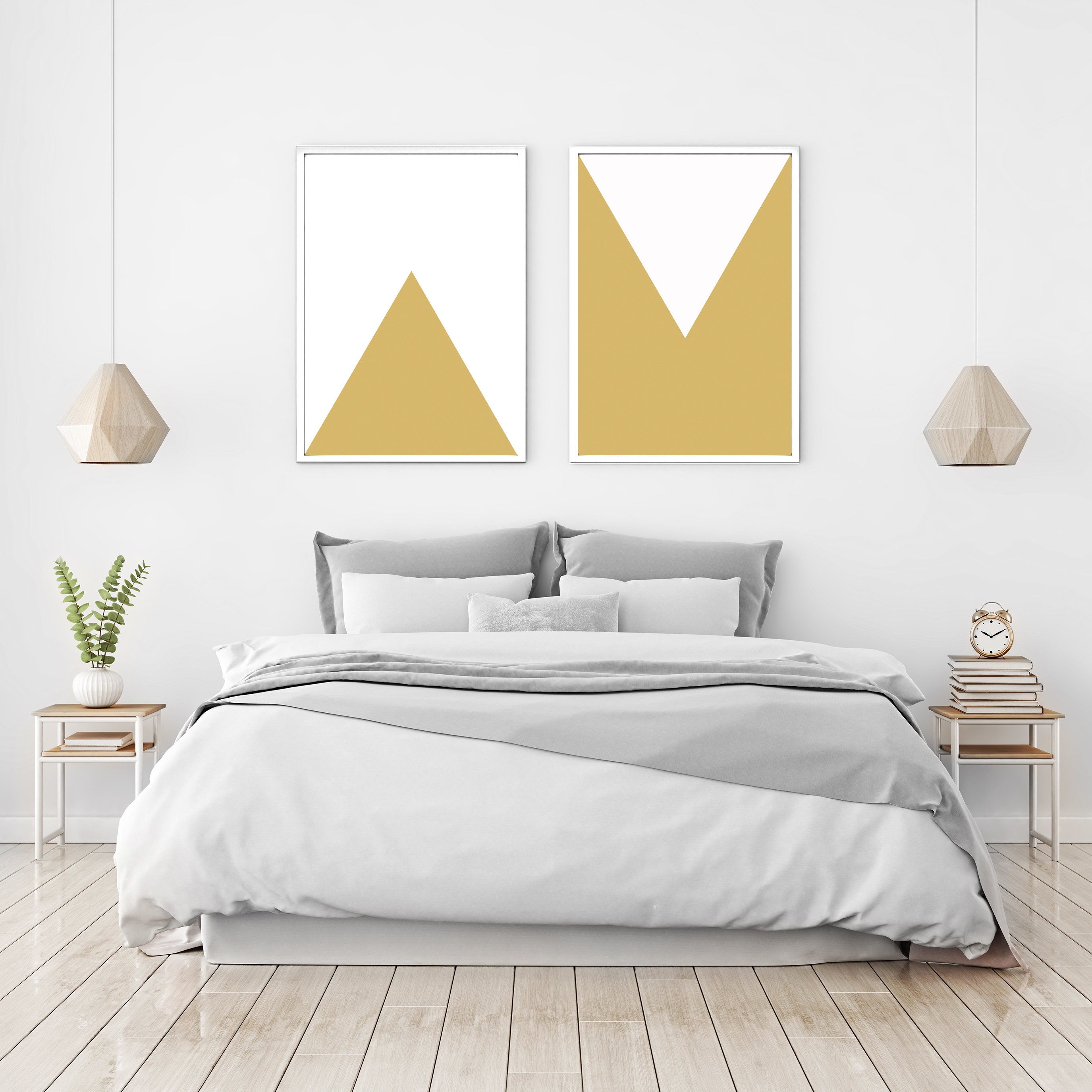 Mid Century Mustard Yellow Abstract Printable Wall Art,set of Two ...