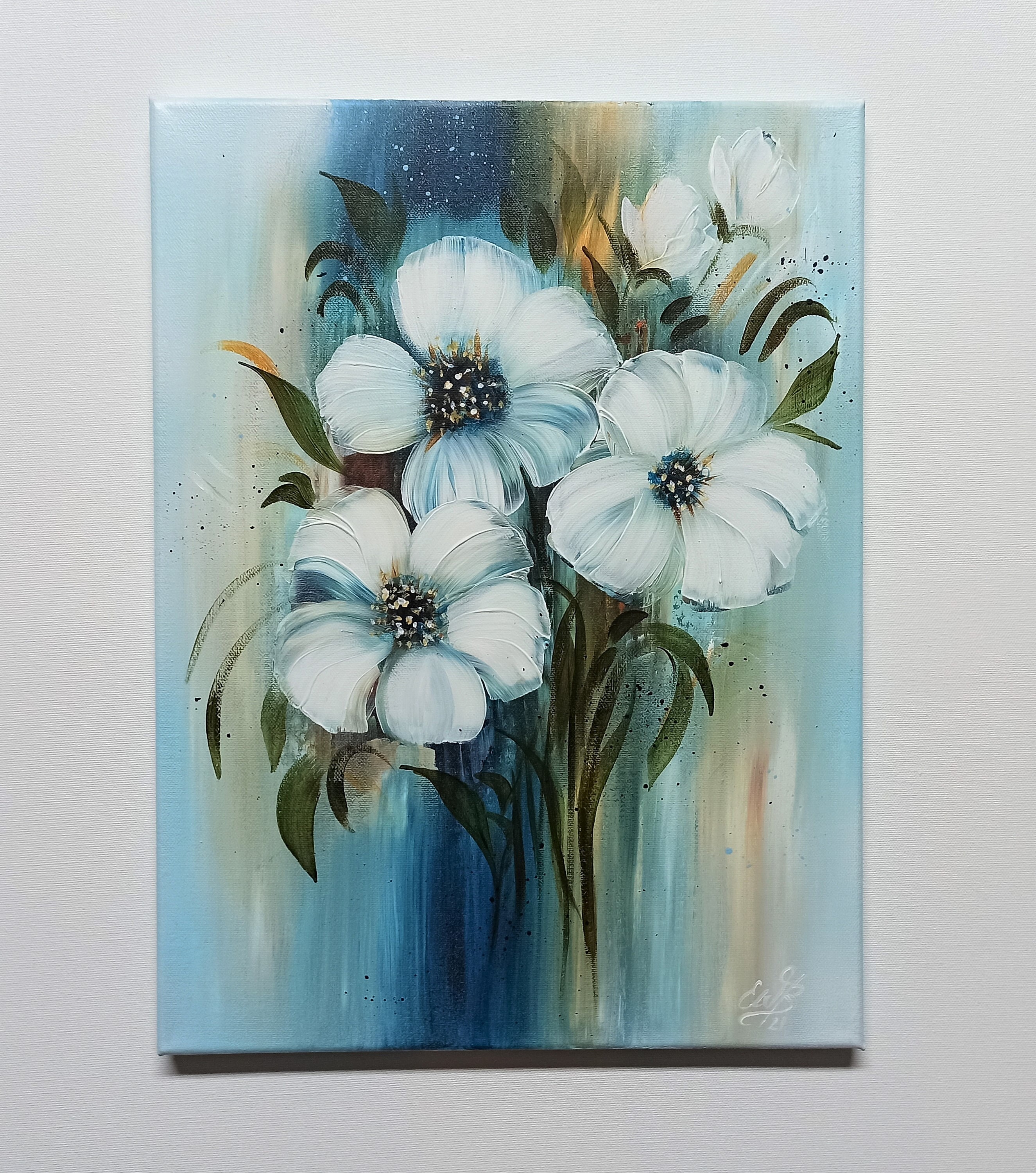 Flower Painting, White Flowers, Acrylic Painting, Modern Art