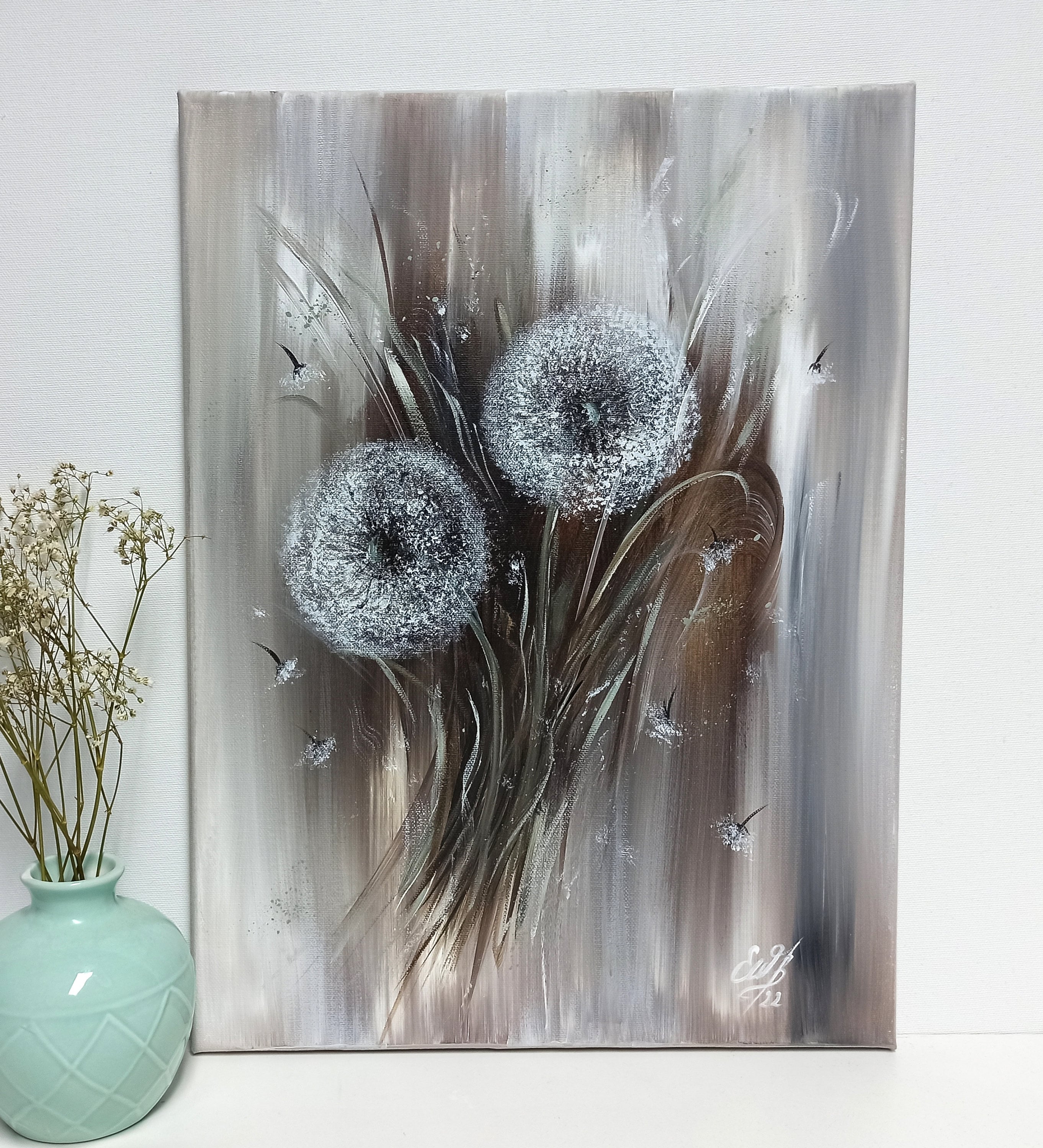 Original Dandelions, Acrylic Painting, Flowers in Acrylic