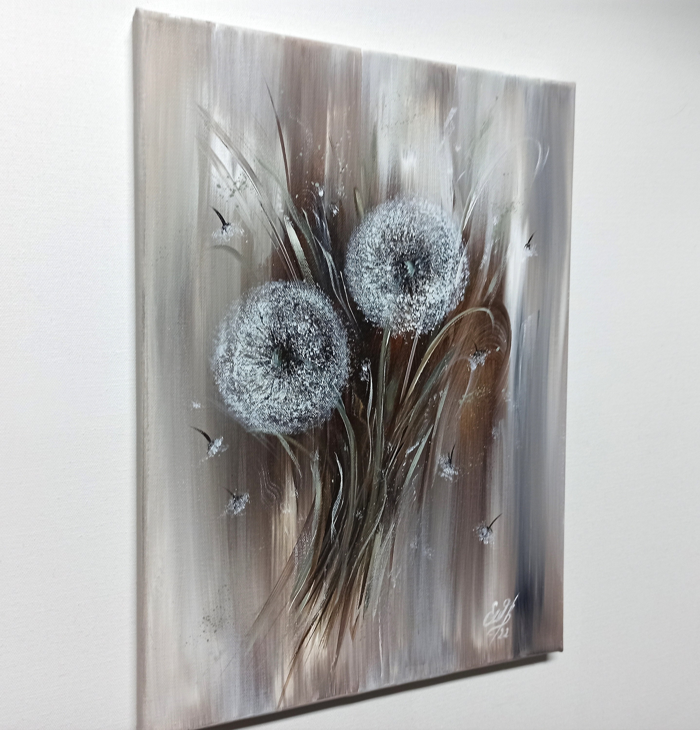 Original Dandelions, Acrylic Painting, Flowers in Acrylic