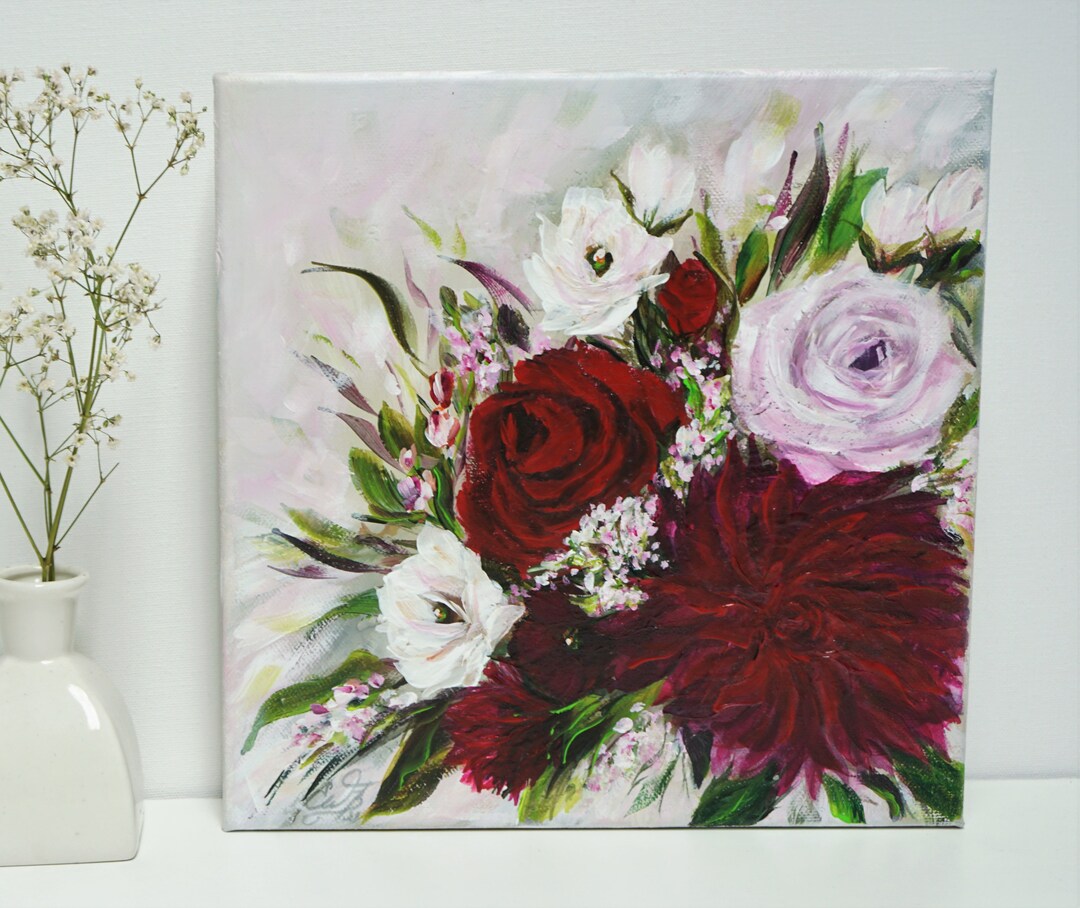 Flower Dream, Flower Acrylic Painting Hand-painted, Beautiful Flowers ...