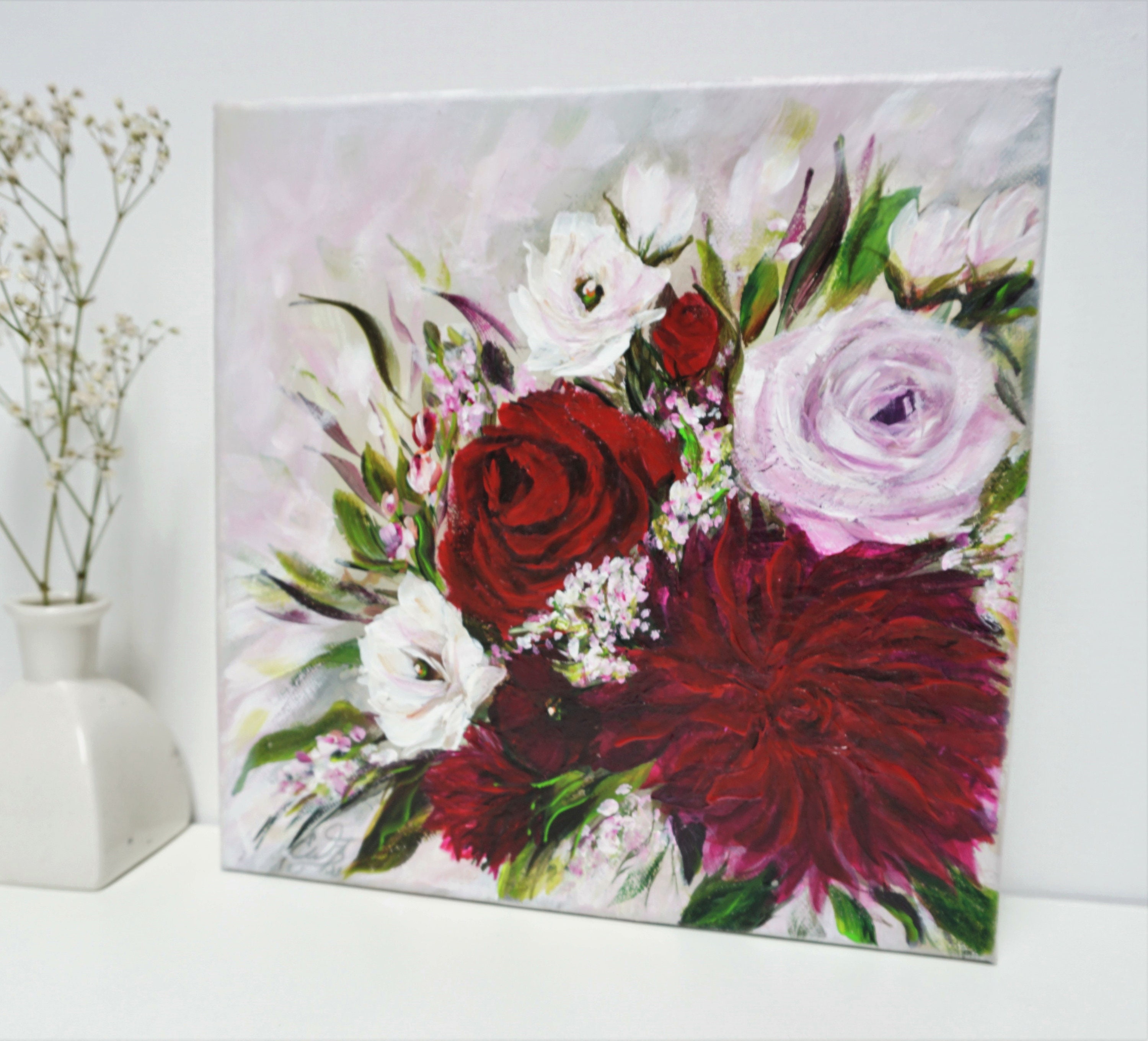 Flower Dream, Flower Acrylic Painting Hand-painted, Beautiful Flowers ...