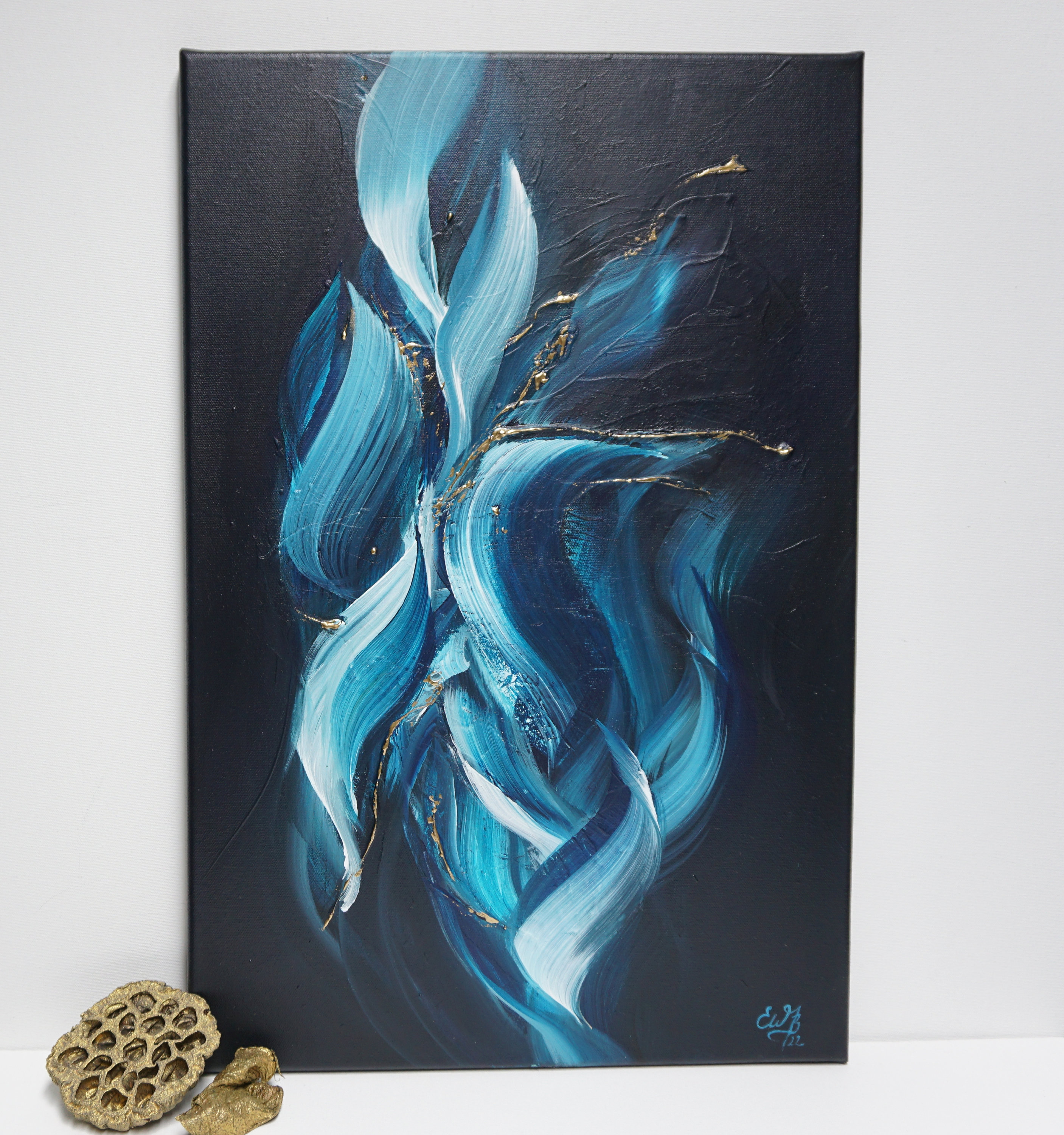 Glamorous Blue Painting, Textured Painting