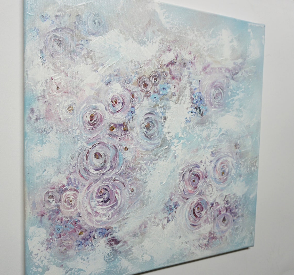 3-teilige Leinwand-Wandbilder Blaugrün Blumen – Fertig Zum Aufhängen Für Wohnzimmer & Büro