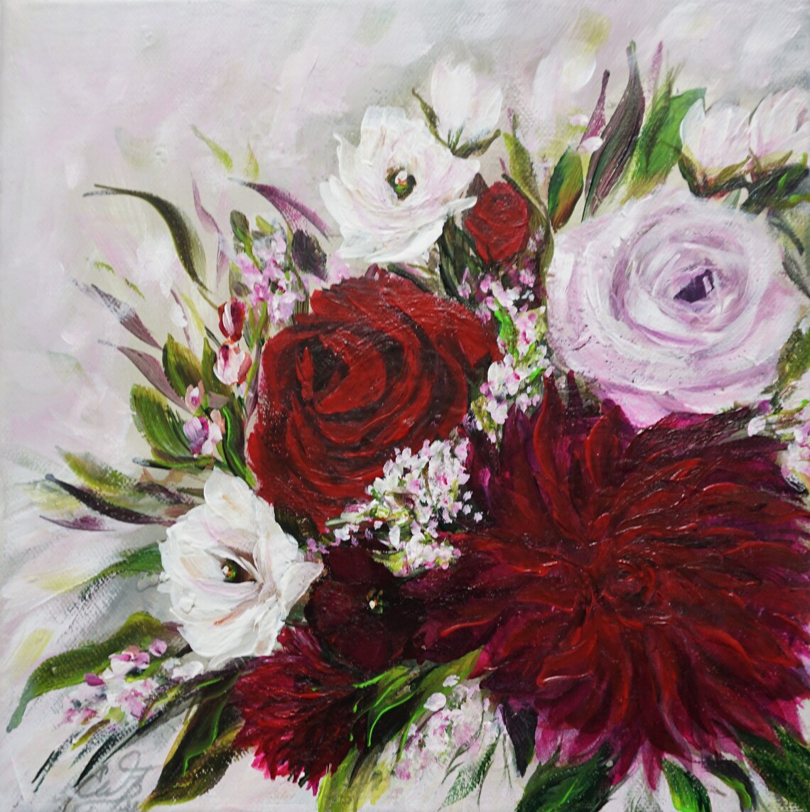 Flower Dream, Flower Acrylic Painting Hand-painted, Beautiful Flowers ...