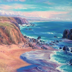 ORIGINAL Oil Painting. Bodega Bay. Canvas. Landscape. California. Fine Art. 16 x 20 inches. Frame 18x22 inches. Signed. One of a Kind.