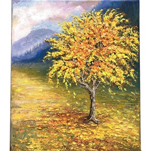 Canvas Art Painting, Autumn Tree Landscape Painting, Large Wall