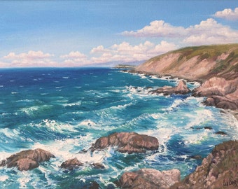 Bodega Head Beach Painting. Original Oil Painting. Bodega Bay. California Seascape. Landscape. California Coast. Canvas 12x9 inch.