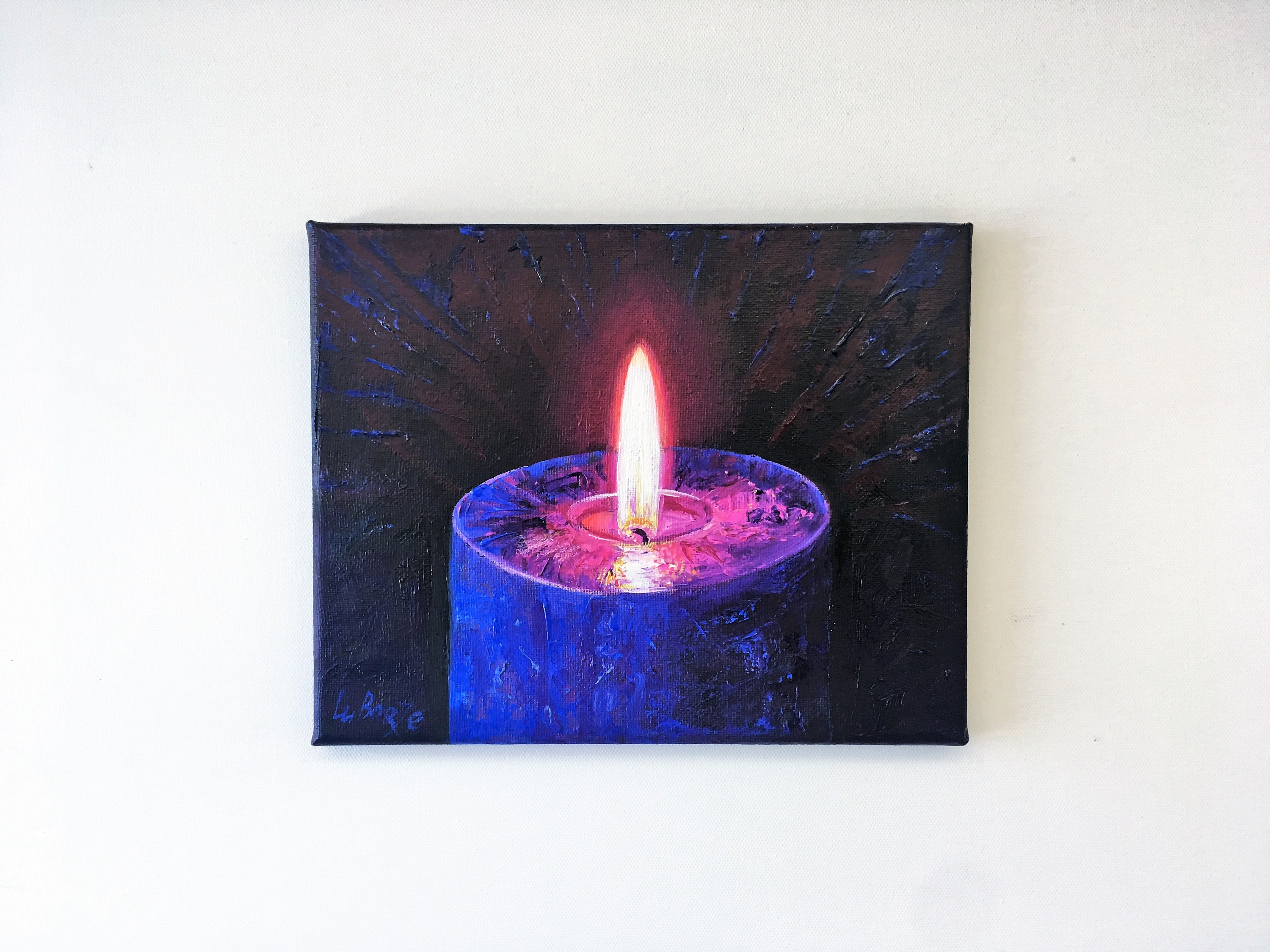 Blue Candle. Fine Art. Original Oil Painting. Still Life. Etsy