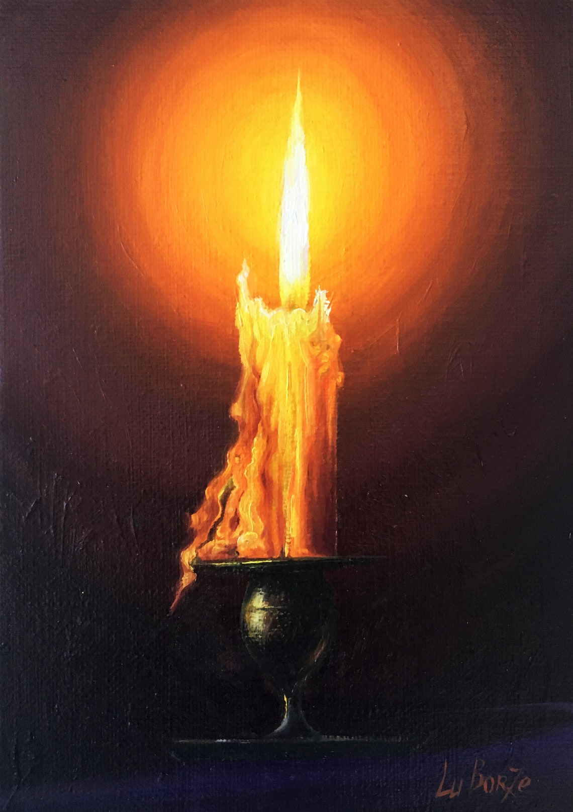 Bright Candle. Original Oil Painting. Canvas. Fine Art. Still Etsy
