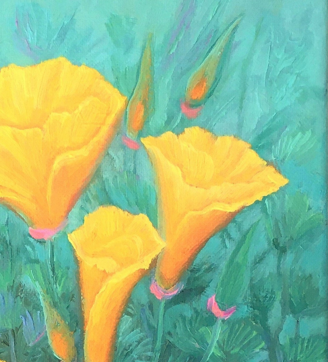 California Yellow Poppy. Original Oil Painting. Fine Art. Etsy