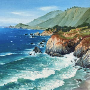 ORIGINAL Oil Painting. Big Sur Painting. California Landscape. California Coast. Stretched Canvas 12x9 inch. Signed. Fine Art.One of a Kind.