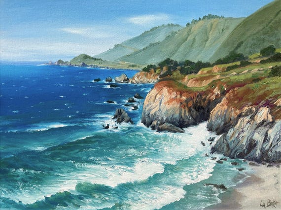 ORIGINAL Oil Painting. Big Sur Painting. California