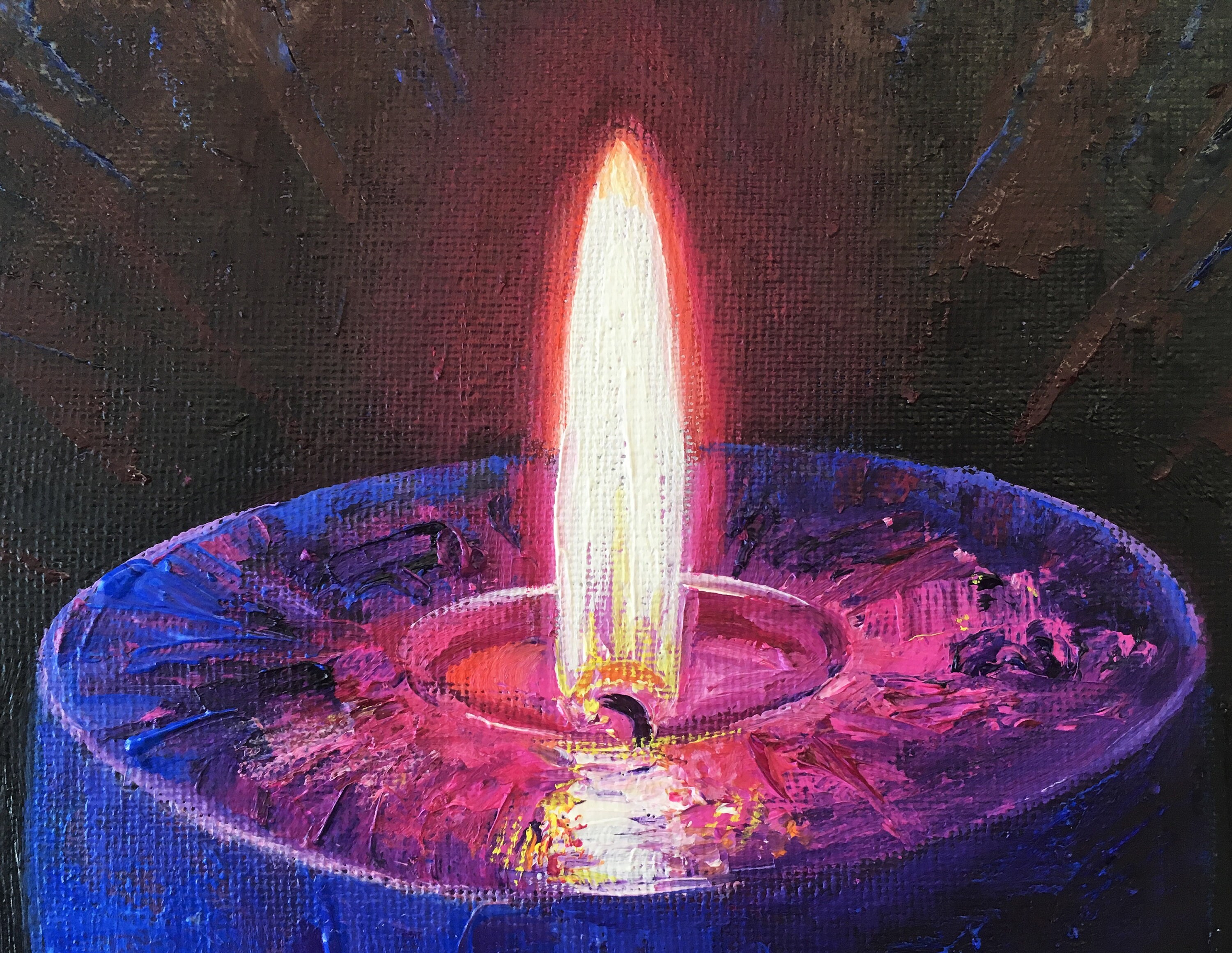 Blue Candle. Fine Art. Original Oil Painting. Still Life. Etsy