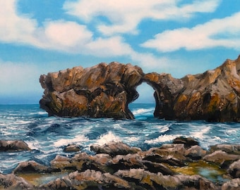 Original Oil Painting. Arch Rock, Corona Del Mar, California. Canvas 12x9". One of a kind.