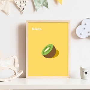 Cartel diseño cocina- cartel Kiwi - Deco fruta - regalo niño - ilustración en color - arte del cartel - A4 (marco no incluido)